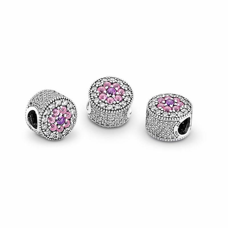 Pandora Dazzling Floral Charm - Sterling Silver/Pink/Cubic Zirconia - Canada | CE3169CY